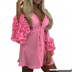 Women's Sexy Sheer Mesh Bikini Cover Up Long Sleeve Chiffon Bathing Suit Dress Pink B074H1JVMJ